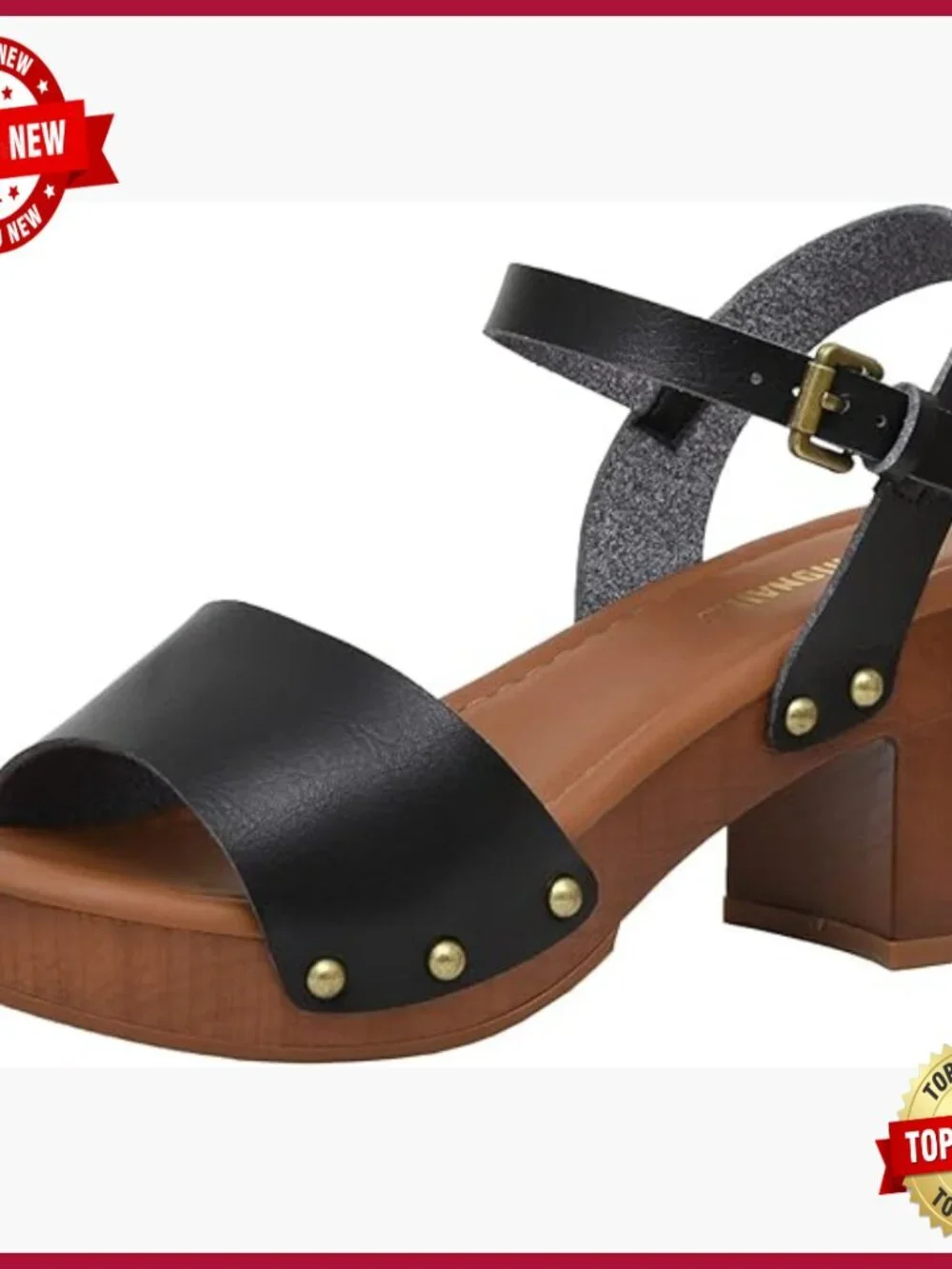 Women's Faux Wood Sandals with Memory Foam Insole, Wide Width Available